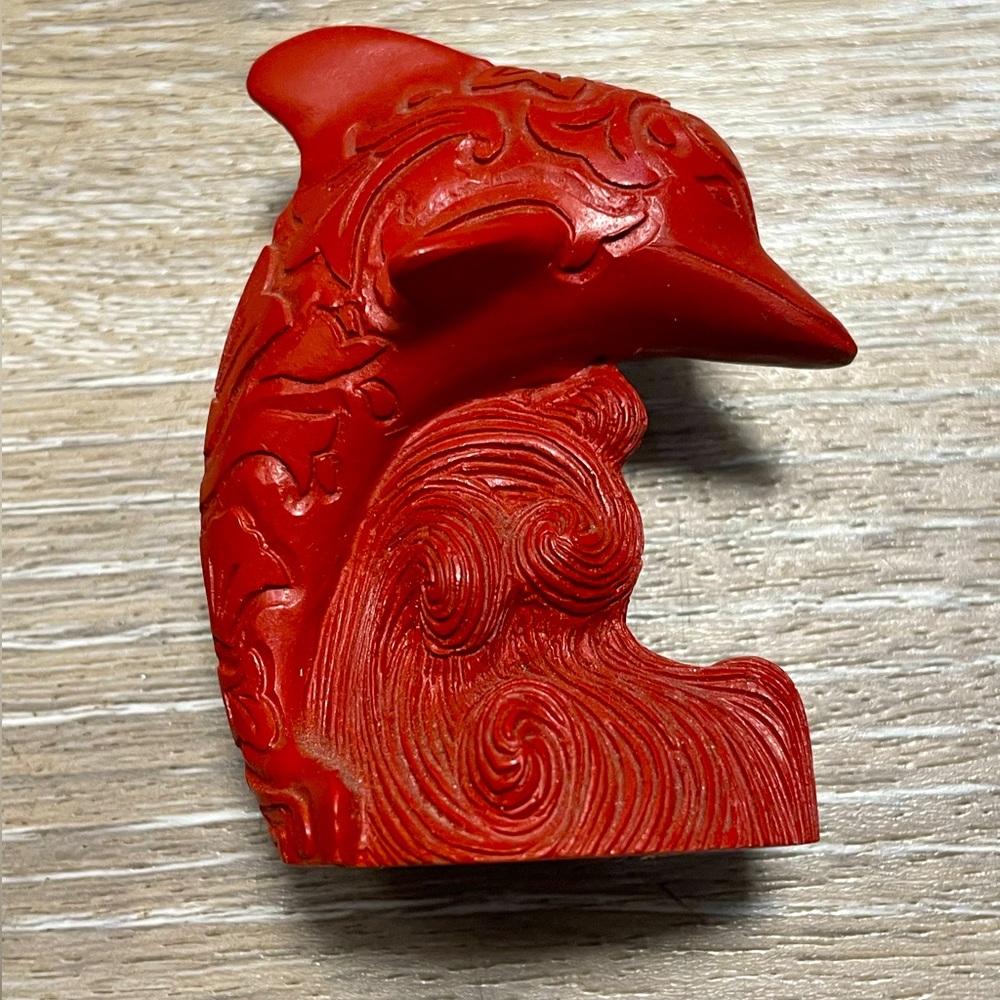 Handcrafted Lenox Cinnabar Dolphin Figurine Wave Jumper 3 inches